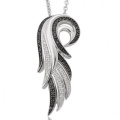 Black White Diamond 925 Silver Angel Wing Pendants Necklace Jewelry